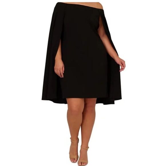 Adrianna Papell Women's Off-The-Shoulder Cape Dress Black size 4 NWT $169 - Picture 6 of 6